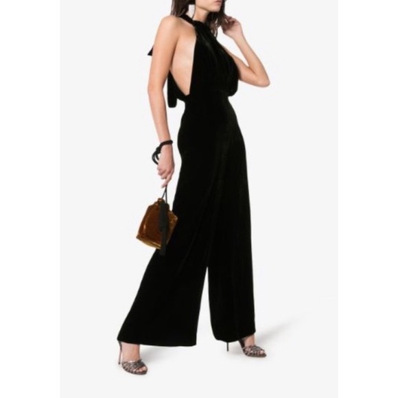 Rotate Birger ChristensenNWT Black Halter Adjustable Neck Jumpsuit DK 38 US 6